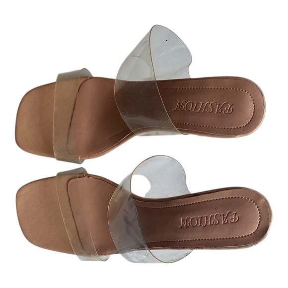 Fashion Transparent Block Heel Shoes Beige - Picture 4 of 8